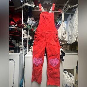 Boden 11-12y Corduroy Overalls with Heart knees